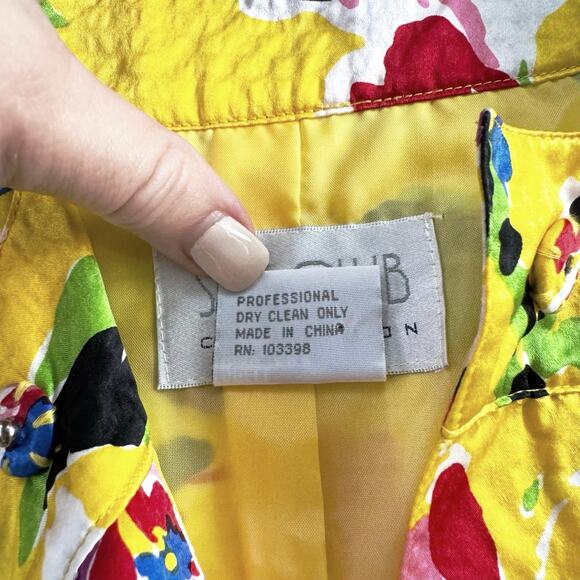 Silk Jacket Womens Yellow Floral Hawaiian Dopamine Core Bright Happy Tropical - Picture 10 of 12